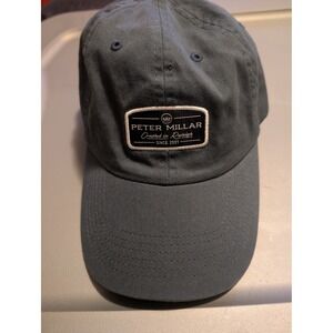 Peter Millar Baseball Cap Blue Embroidered Logo Adjustable Strap Cotton